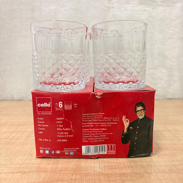 AM6539 Cello Unity Glass Tumblers - Set of 6 (230ml)