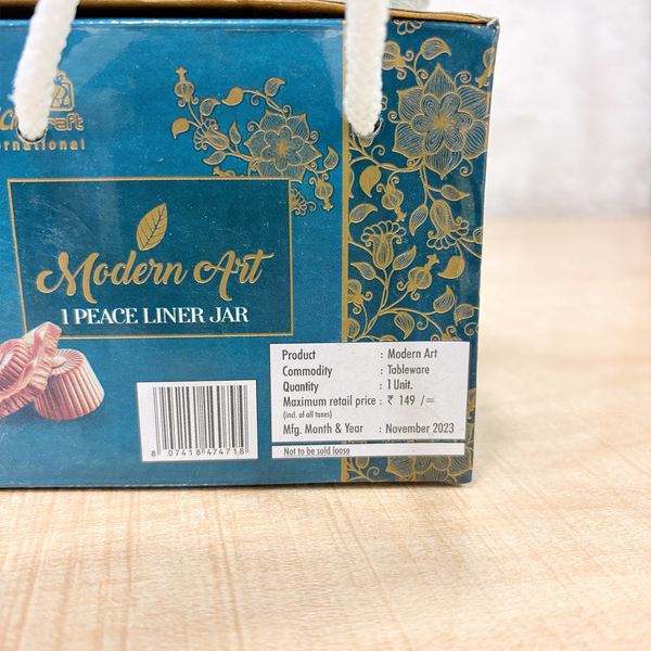 TM0074 Mix Design Spectra Exclusive Ribbed Glass Storage Jar with Airtight Lid - 1pc