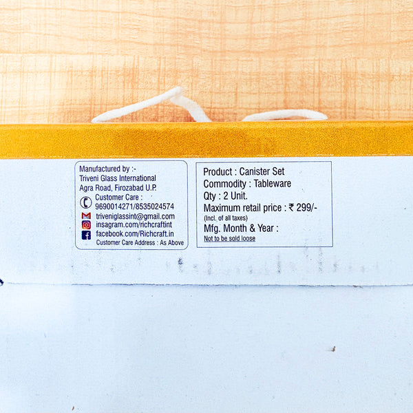 TM0078 2-Piece Glass Tea & Sugar Canister Set – Powder Blue & Gold