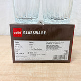 AM6591 Cello Prism P-Series Glass Tumbler Set, 200ml (Set of 6)