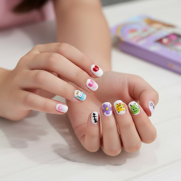 TM0166 Children’s 12-Piece Jewel Press-On Nail Set – Princess Edition