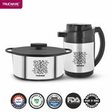 AM2406 Trueware Royal Gift Set SS 1200ml Casserole With SS 1800ml Flask Pack of 2 Thermoware Casserole Set