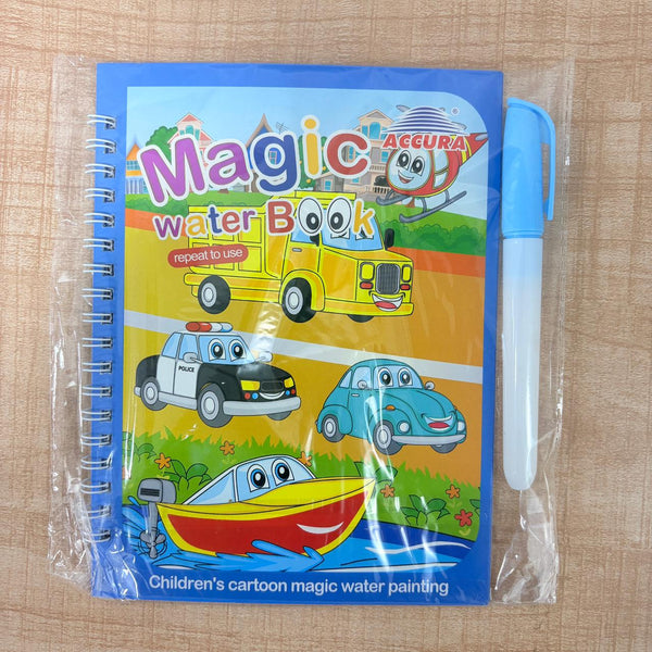 AM6880 Accura Magic Water Drawing Book - Reusable Cartoon Vehicle Painting Set for Kids