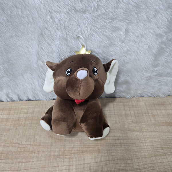 AM6975 Cute Crown Elephant Soft Stuffed Plush Toy with Hanging Loop
