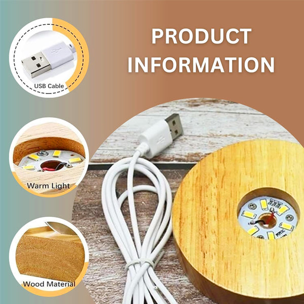 AM5357 3D Crystal Ball Night Lamp,Creative Engraved Crystal Ball Night Light, USB Table LED Wooden Crystal Ball for Home Decoration , Boys, Girls (Earth)