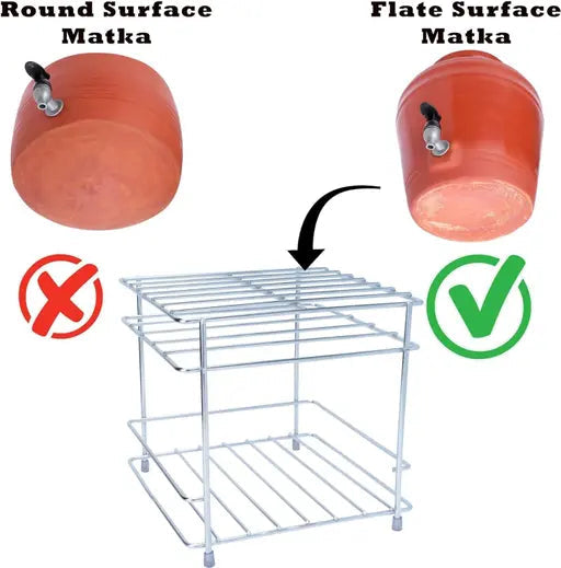 AM3366 Stainless Steel Square Matka stand with tray Durable pot Stand