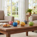 TM0072 Sonu Ceramic Tea Cup Set - (6 Pcs) with Floral Pattern in Multiple Colors