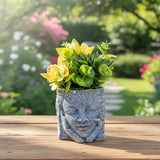 TM0029 Artificial Decorative Plants in Unique Cement & Ceramic Planter [Set of 1]