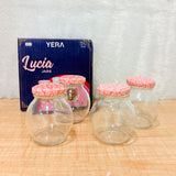 AM6519 YERA Lucia Jars - Round Glass Storage Jars with Floral Print Lids (Set of 4)