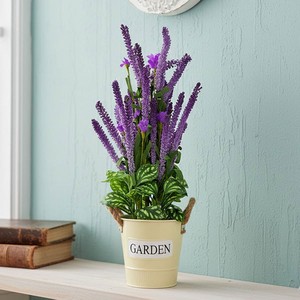 TM0027 Artificial Flower and Succulent Arrangements in Decorative Pot [Set of 1]