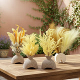 TM0034 Set of 1 Decorative Dried & Faux Grass Flower Arrangement in Speckled Vases
