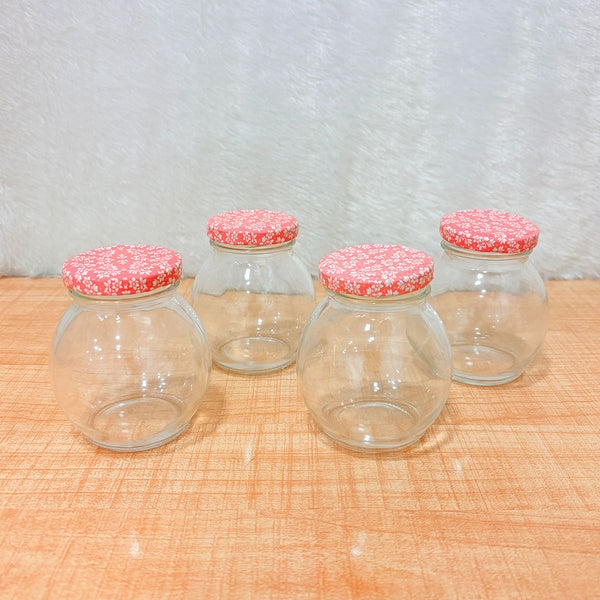 AM6519 YERA Lucia Jars - Round Glass Storage Jars with Floral Print Lids (Set of 4)