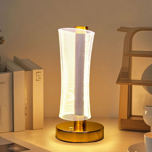 TM0025 Golden Finish 3D Illusion CREATICE LED Table Lamp with Acrylic Shade