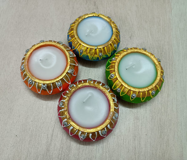 AM0209 Handmade Decorative Diyas For Diwali With wex (4 Pcs)