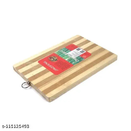 3561 Wooden Bamboo Chopping Cutting Board with Steel Handle Fruits, Vegetables, Fish, Chicken & Meat Cutting Pad for Kitchen Non-Slip Antibacterial Chopping Board (32* 22CM)