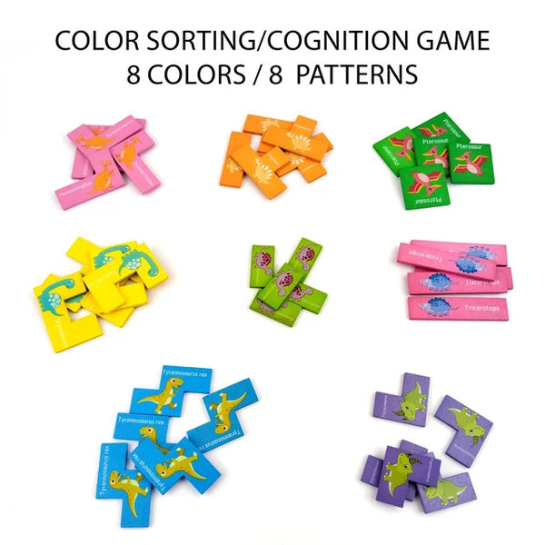 A07133 WUDLY Wooden Six Russian Dinosaur Theme Game for Kids & Adults