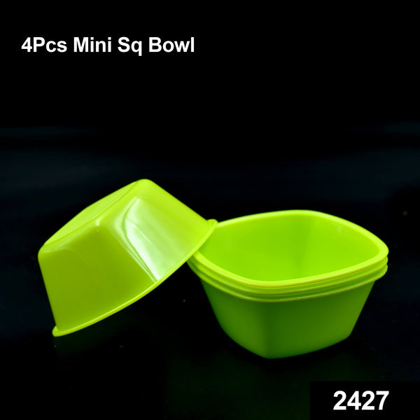 2427 Square Plastic Bowl For Serving Food (Pack of 4) - DeoDap