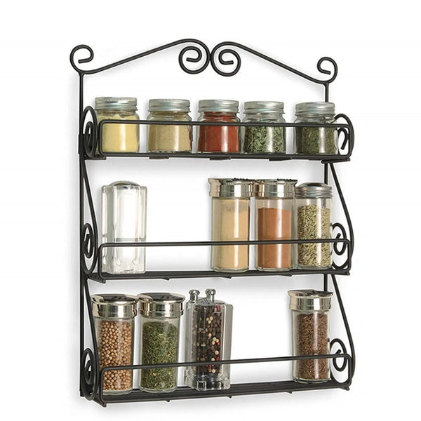 5857 Big Wall Mounted Iron Wall with 3 Storage Racks for Kitchen, Pantry, Cabinet, Counter top or Free Standing, Rack Holder for Kitchen