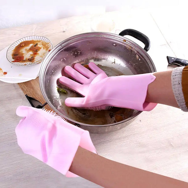 8740 Dishwashing Gloves with Scrubber Pack of 1 Pair