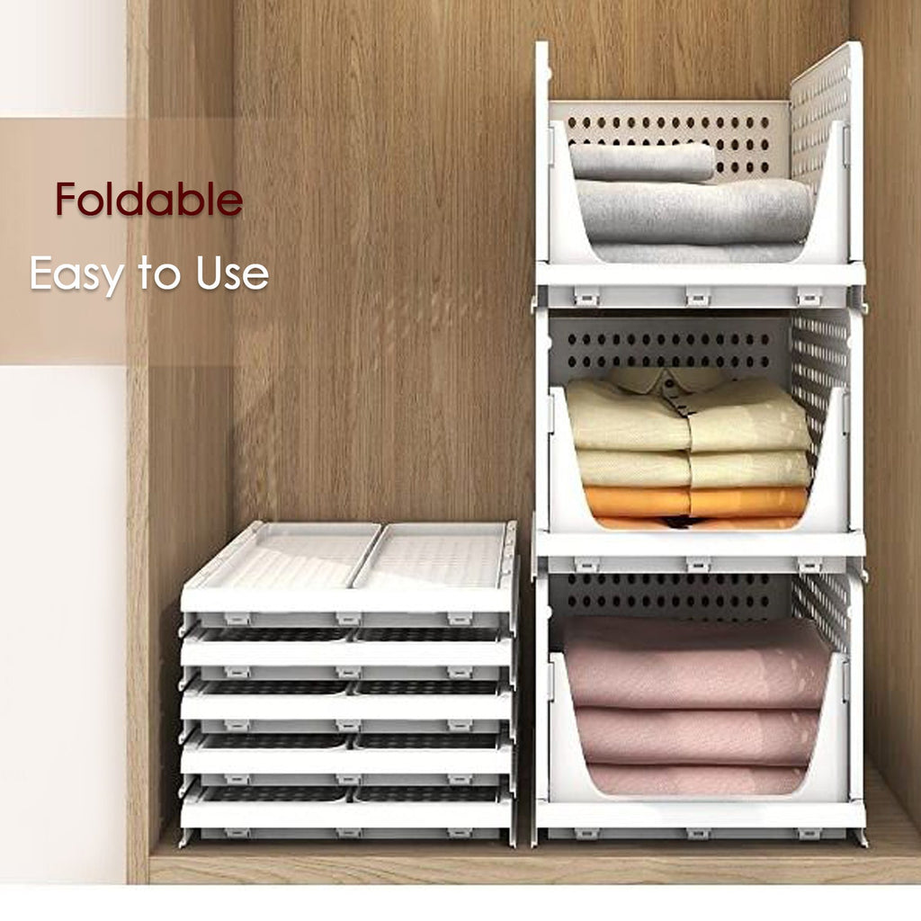 DIMJ Wardrobe Clothes Organizer, 4 Packs Fabric Closet Storage Organ