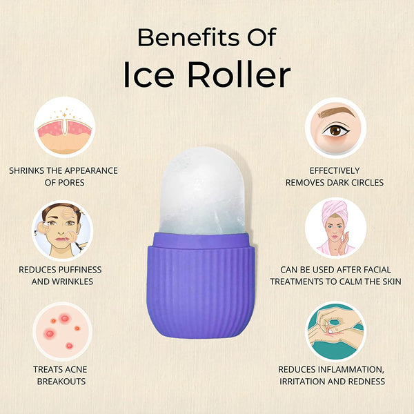 1224P BEAUTY ICE ROLLER FOR FACE MASSAGER & EYE REUSABLE FACE ROLLERS FACIAL ROLLER ( Purple Color) DeoDap