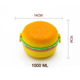 5313 Burger Shape Lunch Box Plastic Lunch Box Food Container Sets Double Layer Lunchbox 1000ml With 2 Spoon Applicable to Kids and Elementary School Students DeoDap