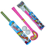 8023 Combo of Light Weight Plastic Bat, Ball & Hockey for Kids