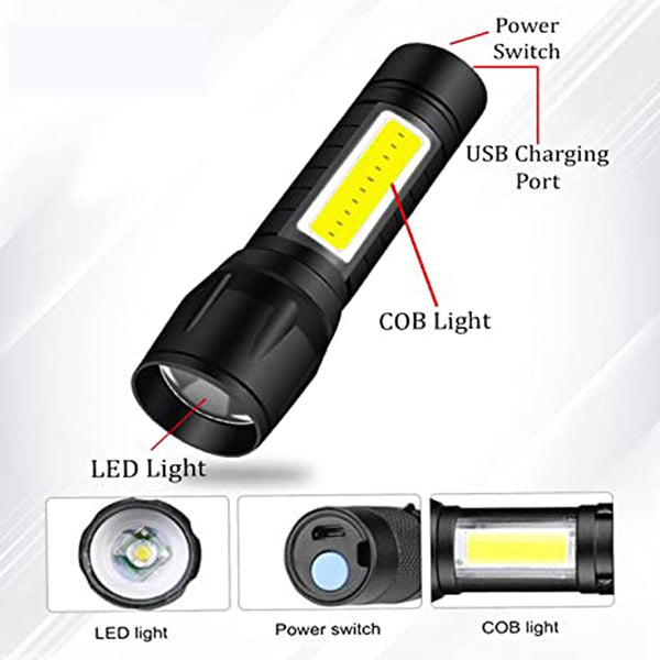 7528  Mini Search Rechargeable LED Long Range Flashlight Emergency Light Torch DeoDap