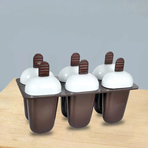 1148 Plastic Ice Candy Maker Kulfi Maker Moulds Set with 6 Cups Multi Amd Deodap