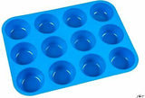 3316 Silicone Cupcake Muffin Mould Microwave Safe Nonstick 12 Cups Muffin Pan Chocolate Baking Tray for House and Bakery  25.6x19.1 inch (Multicolor)
