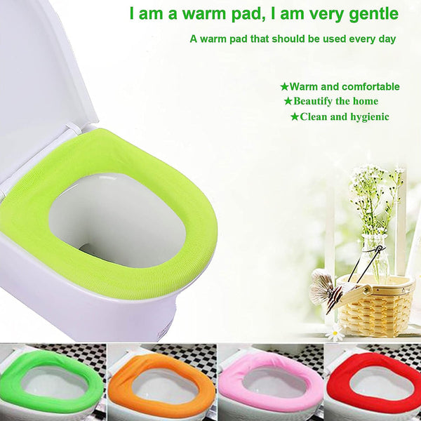 4768 Bathroom Soft Thicker Warmer Stretchable Washable Cloth Toilet Seat Cover Pads (1pc) DeoDap