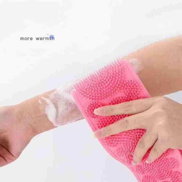 1302 Silicone Body Back Scrubber Double Side Bathing Brush for Skin Deep Cleaning(70 x 10 x 1 cm)