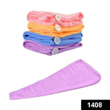 1408 Quick Turban Hair-Drying Absorbent Microfiber Towel/Dry Shower Caps (1 Pc) - DeoDap