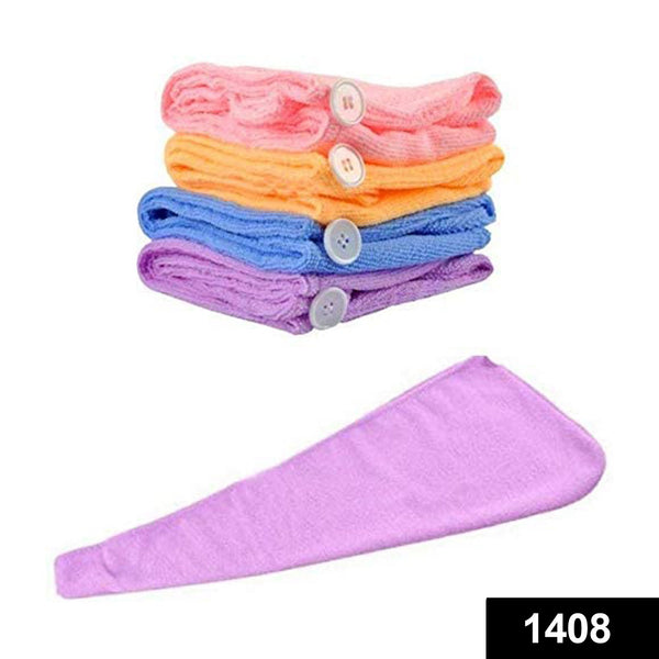 1408 Quick Turban Hair-Drying Absorbent Microfiber Towel/Dry Shower Caps (1 Pc) - DeoDap