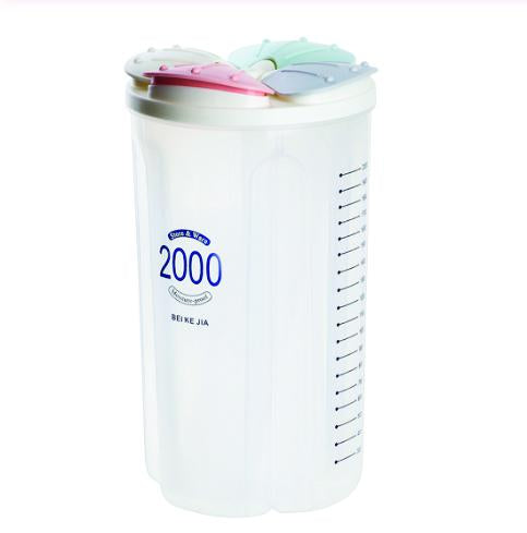 0766 Kitchen Storage - Transparent Sealed Cans/Jars/Storage Box 4 Section (2000 ml)