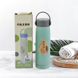 6951 High Portable Water Bottle, Creative Wheat Fragrance Glass Water Bottle with Mobile Phone Holder Wide Mouth Glass Water 380ml (MOQ :- 80 pc)