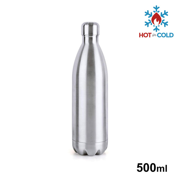 3874 Stainless Steel Hot or Cold Double Walled Flask Bottle 500 ml, Silver