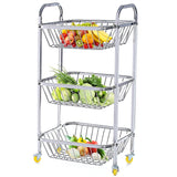 3628 3 Layer Stainless Steel Vegetable & Fruit Storage Trolley