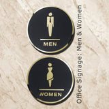 3627 Premium Men & Women Black Gold Round Door Signage Self-Adhesive Sign for Business Stores Cafes Shops Hospital School 6"x6" Office Hotel Restaurant (2 pcs)