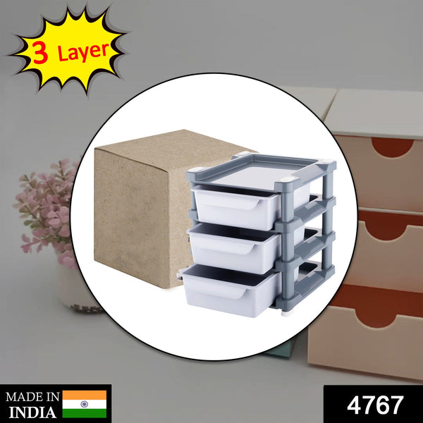 4767 Mini 3 Layer Drawer Used for storing makeup equipments and kits used by womens and ladies. DeoDap
