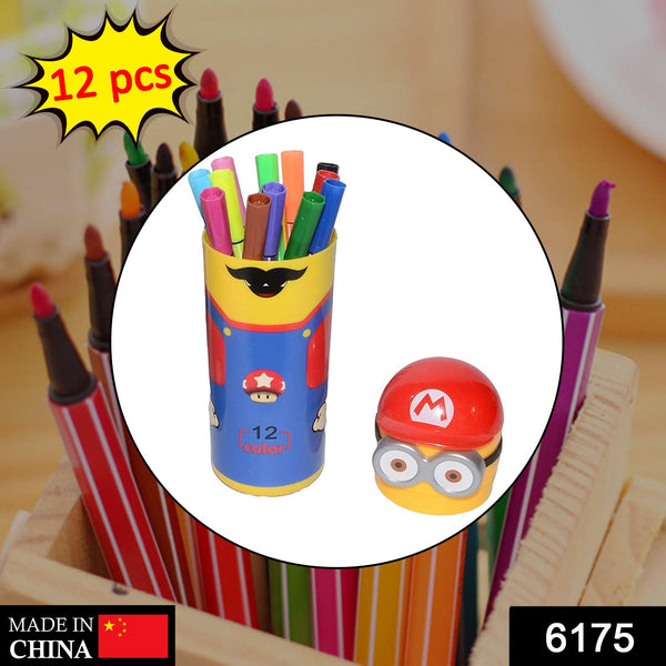 6175 Minions Sketch Pen Set with Attractive Designed Case (Pack of 12) DeoDap