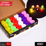 6561 HEART LED FESTIVAL TEALIGHT WITH BATTRY OPRATE ( 24PCS ) DeoDap