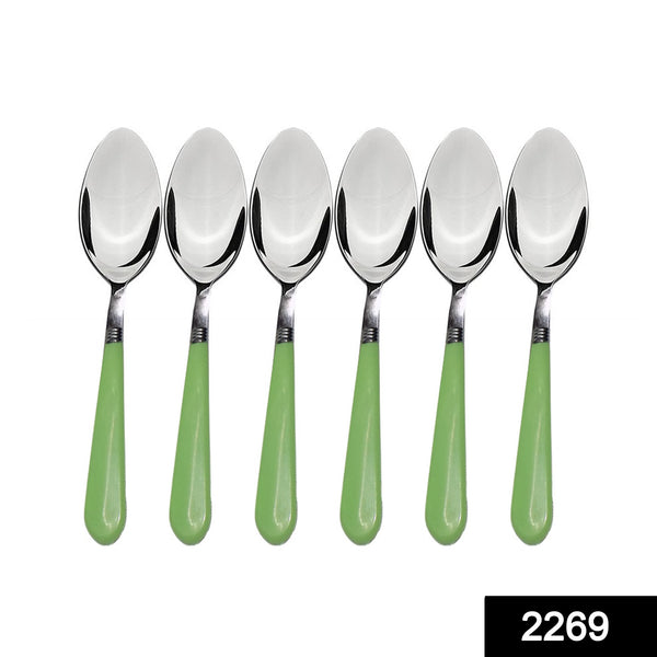 2269 Stainless Steel Spoon with Comfortable Grip Dining Spoon Set of 6 Pcs - DeoDap