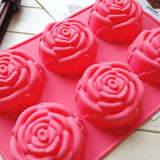 3315 - 6 Cavity Rose Flower Shape Soap Making Silicone Mould