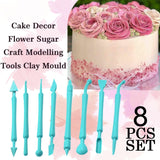 2473 Fondant Cake Decor Flower Sugar Craft Modelling Tools Clay Mould (8PC-Set) - DeoDap