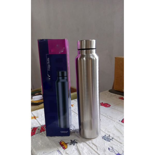 6861 Stainless Steel Water Bottle, Fridge Water Bottle, Stainless Steel Water Bottle Leak Proof, Rust Proof, Hot & Cold Drinks, Gym Sipper BPA Free Food Grade Quality Silver Color, Steel fridge Bottle For office/Gym/School 1000Ml