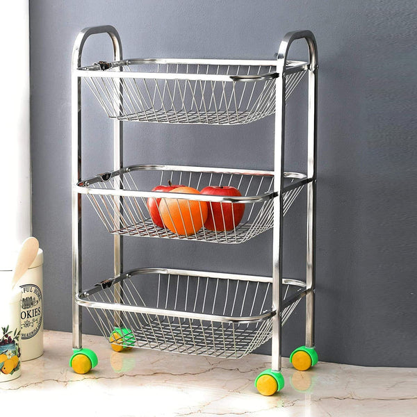 3628 3 Layer Stainless Steel Vegetable & Fruit Storage Trolley