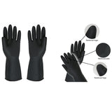 3151 1 Pair Strong Durable Flock line Reusable Rubber Household Hand Gloves - Black