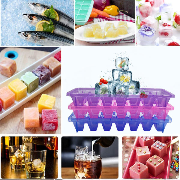 3457 Plastic 14 Cubes Unbreakable Virgin Plastic Ice Cube Tray - Multicolor