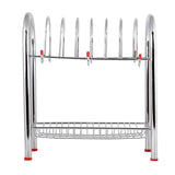 0746_Stainless Steel 2 Layer Plate & Bowl Stand Kitchen Utensil Rack/Cutlery Stand DeoDap